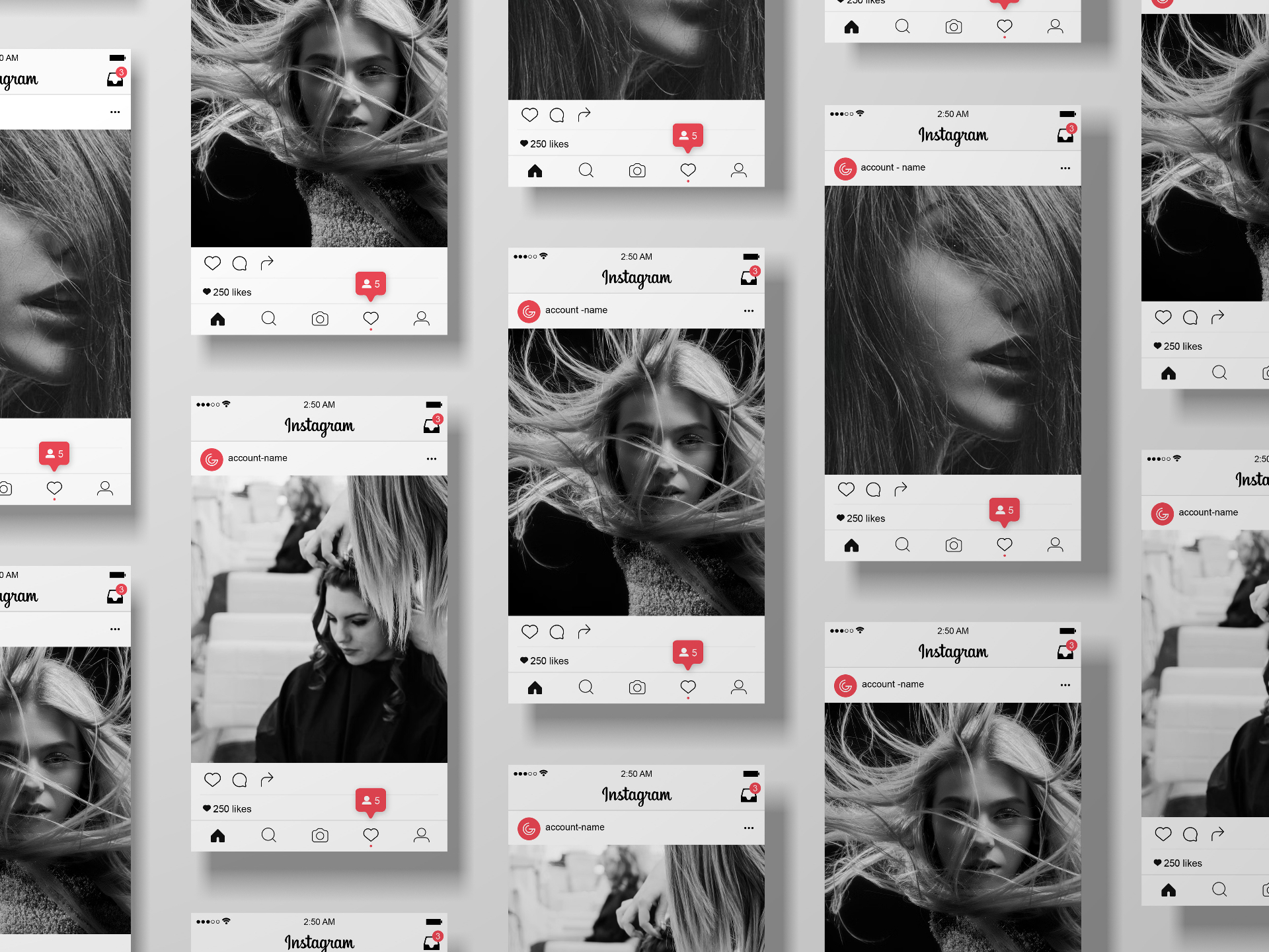 Black & white Instagram post layouts